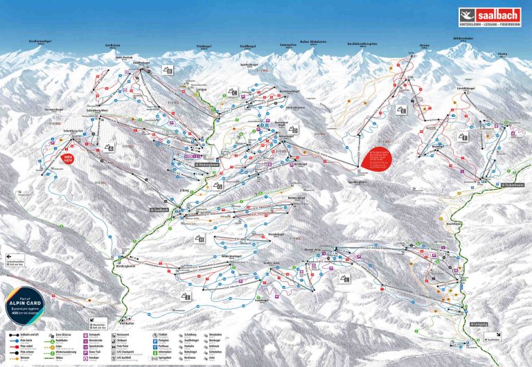 Pistenplan Skicircus Saalbach Hinterglemm Leogang Fieberbrunn